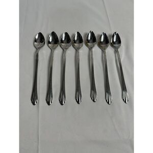 RETRONEU Barrington Set‎ of 7 Ice Tea Spoons Long Handles Tall Skinny Stir SS